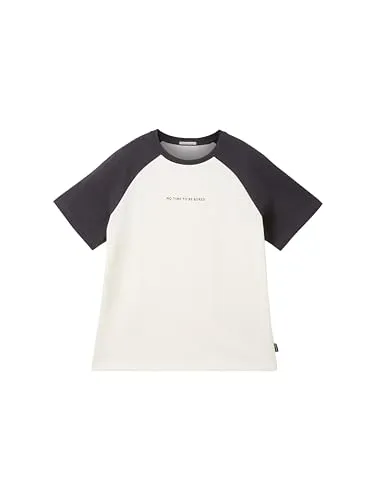 TOM TAILOR Jungen 1042635 Kinder Oversized T-Shirt mit Schritzug, 12906-Wool White, 140
