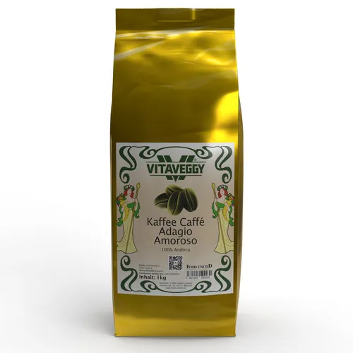 VITAVEGGY geröstete Kaffeebohnen 1KG ADAGIO AMOROSO 100% Arabica von Food-United