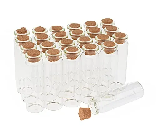 VBS XXL 24er-Pack Glasflaschen mit Korken 20ml Glasröhrchen