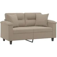 vidaXL 2-Sitzer-Sofa mit Kissen Taupe 120 cm - Sofas & Sessel, gemütliches Mikrofasergewebe für hohen Sitzkomfort und stilvolles Design, ideal für kleine Wohnräume.