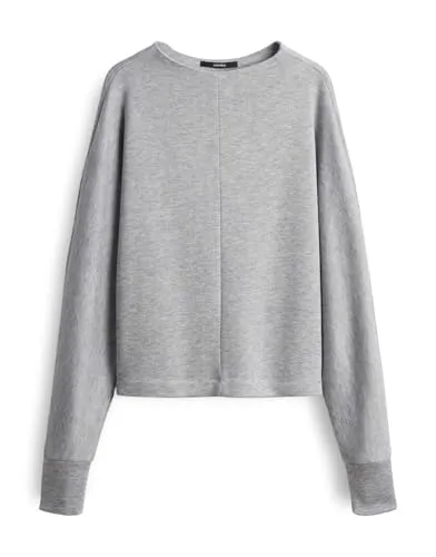 someday Damen Sweatshirt | UTIBBY Detail Loose Sweatshirt aus weichem Viskose Mix Hazy Fog Melange, 40