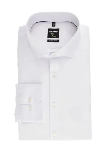 OLYMP Hemd No. Six Super Slim Fit Twill Streifen weiß Gr41 - Klassisches Hemd für Herren, bügelleicht und ideal für einen eleganten Look im Büro oder bei besonderen Anlässen. Größe 41, Slim Fit Passform.