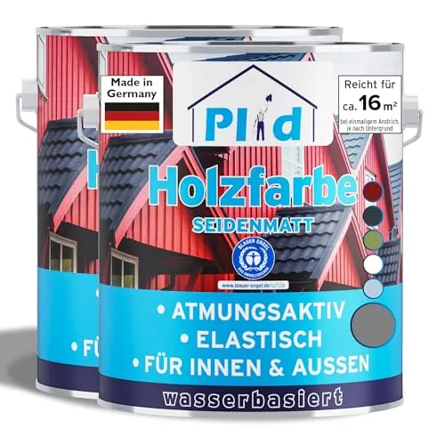 Holzfarbe 1,5l Silbergrau - Schnelltrocknende Schutzfarbe für Holz - Lacke - Ideal für Holzoberflächen, schnelltrocknend in nur 6 Stunden und mit einer hervorragenden Abdeckung von 16m².