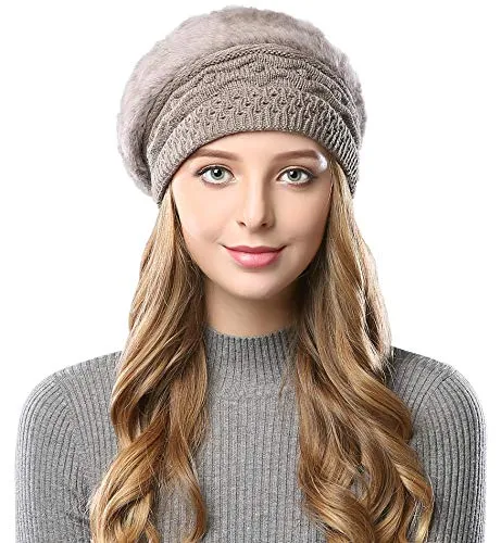 Alleza Barett Mütze Damen Baskenmütze Winter Strick Barett Wollmütze gefüttert mit Teddyfleece warm