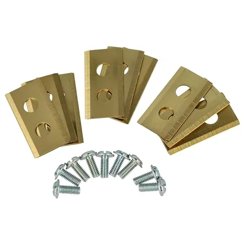 vhbw 9X Ersatz-Messer kompatibel mit Kress Mission KR113, KR121E, KR120E, KR122E Rasenmäher - Ersatzklinge Gold, Stahl (Titanbeschichtung)