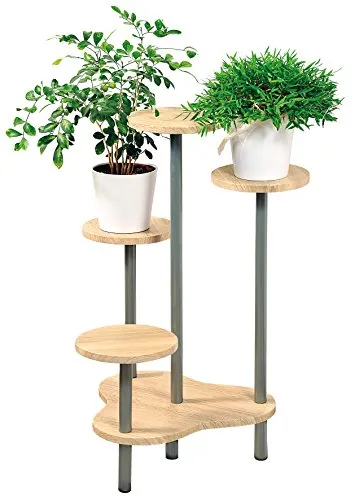 Kesper Blumenständer – Faserplatte & Metall, 46 x 64,5 x 72,5 cm - Regale & Aufbewahrung mit natürlicher Optik im hochwertigen Eichendekor, ideal für 4 Pflanzen und modernes, platzsparendes Design.