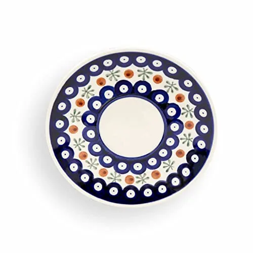 Bunzlauer keramik Untertasse Untersetzer für Kaffeebecher und Teetasse Ø 16,0 cm, H 1,80 cm – Stellfläche Ø 6,20 cm (Dekor 41)