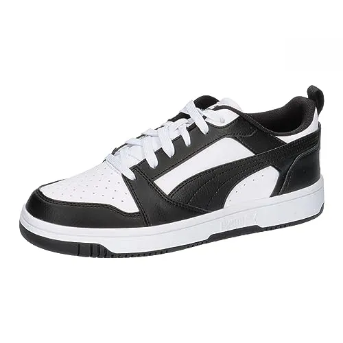 PUMA Unisex Kinder Rebound V6 Lo Jr Sneaker, Puma White Puma Black, 36 EU - Sneaker mit Schnürverschluss, ideal für aktive Kinder und ausgestattet mit einem trendigen Design für jeden Anlass.