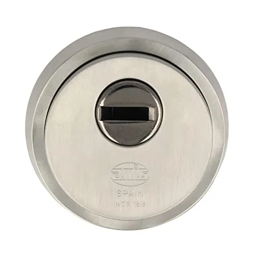 Amig - Schutzrosette für Schloss, mit Bohrschutz, Mod. 30, Ø 65 mm, massiver Außenring, mit Schrauben und Halterung, Edelstahl, Matt