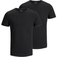 JACK & JONES Herren Jacbasic T-Shirt 2er Pack, Schwarz, L EU - T-Shirts für Herren, klassischer 2er Pack aus hochwertiger Baumwolle für optimalen Tragekomfort und Vielseitigkeit.