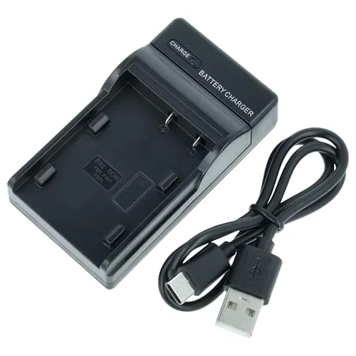 vhbw USB-C Ladegerät kompatibel mit Sony NP-FS10, NP-FM11, NP-FM10, NP-F11, NP-F10 für Kamera Camcorder - Ladeschale + USB-C Kabel Ladeanzeige