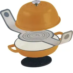 Mahlzeit Gusseisen Brottopf Set emailliert 6,4 Liter, Sunny Orange, mit Brotschlinge und Untersetzer - Orange