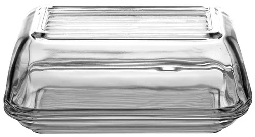 Pasabahce Butterdose mit Deckel 17 x 10,5 cm - Moderne Butterdose aus Glas, spülmaschinenfest und ideal für die stilvolle Aufbewahrung von Butter.