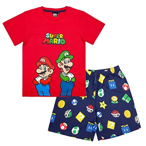Super Mario Pyjama Kurzarm Schlafanzug (104, Rot)