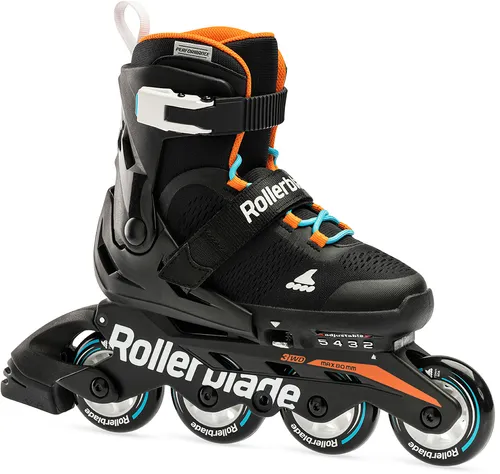 ROLLERBLADE MAXX Inline Skate 2022 - Verstellbar für Kinder - Kids Skates - Hochwertiger und verstellbarer Inline Skate in Schwarz/Orange, ideal für Anfänger, mit einfachem Push-Button System für 4 Größen und optimalem Komfort für schnelle Fortschritte.