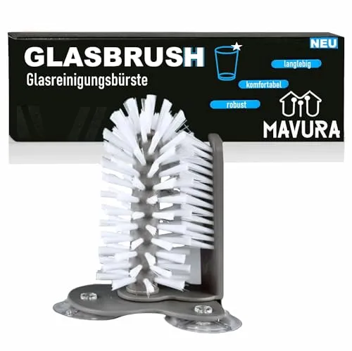 GLASBRUSH Glasspülbürste Glasreinigungsbürste Gläserspülbürste, (mit Saugnapf für Spülbecken), Schankbürste Gläserbürste Gläser Glasbürste Reinigungsbürste