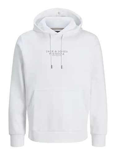 JACK & JONES Herren Hoodie JPRBLUARCHIE - Regular Fit - Kapuzenpullover für Herren in Größe XL, Farbe White, mit Kängurutasche und 3D-Look Print für einen modernen Style.