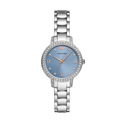 Emporio Armani AR11585 Damenuhr - Armbanduhren, elegante Damenuhr aus Edelstahl mit hochwertigem Lederarmband, wasserdicht und perfekt für stilbewusste Frauen.