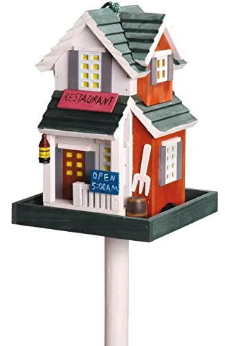 dobar 25307FSC Buntes Vogelfutterhaus Restaurant in rot von dobar