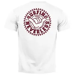 Neverless Print-Shirt Herren T-Shirt Surfing Surfer Motiv Hang Loose Sommer Sonne Wellen mit Print weiß XXL