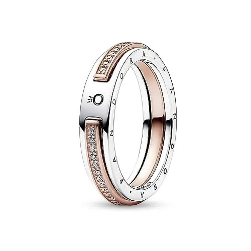PANDORA Signature Two-tone Logo & Pavé Ring 182773C01-50 von Pandora