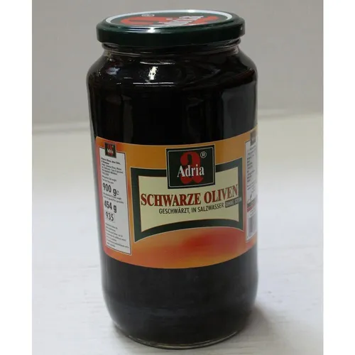 Adria Schwarze Oliven ohne Stein (935ml Glas) von Gemüsekonserven