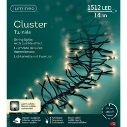 Lumineo Lichterkette CLUSTER TWINKLE 1512 LED 14 m warm weiß