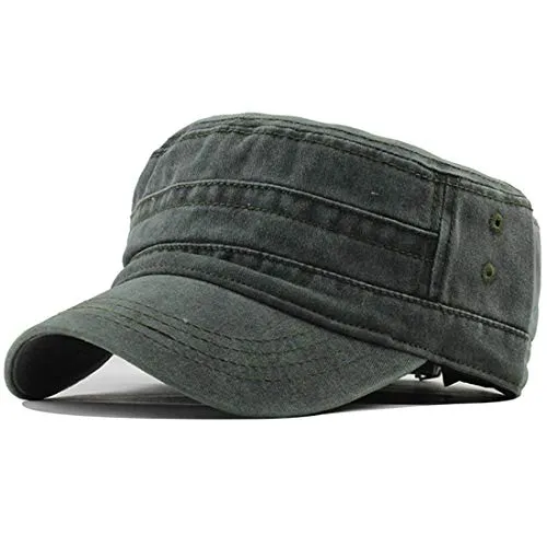 Yixda Unisex Vintage Military Army Flat Cap Verstellbare Baseballmütze Kappe (Armeegrün)