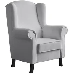 Beautysofa Ohrensessel Leonardo, Hellgrau, 1-Sitzer, 88x118x86 cm - Eleganter Ohrensessel für stilvolle Wohnräume. Mit hochwertigem Bouclestoff und gepolsterten Armlehnen bietet er optimalen Sitzkomfort und eine ansprechende Ästhetik.