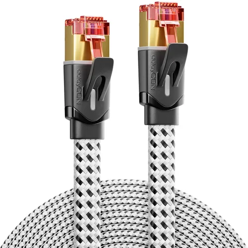 0,5m CAT 7 Patchkabel Flachkabel RJ45 Nylon Netzwerkkabel Ethernet LAN DSL Flach