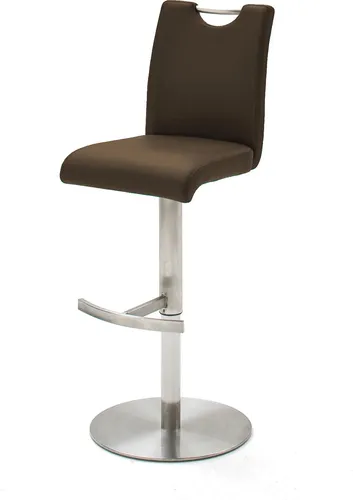 Barstuhl Alesie Braun Kunstleder - Drehbar und Gepolstert - Stuhl für Innenbereiche mit hochwertigem Kunstleder, drehbar und gepolstert. Ideal für gemütliche Abende, mit einer maximalen Gewichtskapazität von 120 kg.