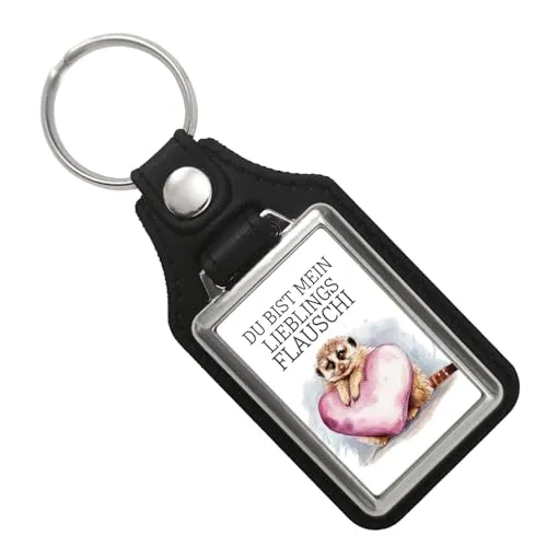 speecheese Erdmännchen Lieblings Flauschi Schlüsselanhänger mit Kunstleder-Anhänger lustiger Schlüsselring für Tierliebhaber