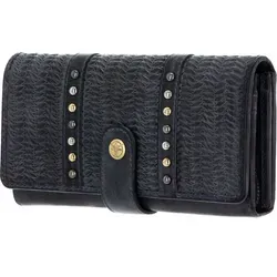 Chiemsee Geldbörse Damen 020646 blau - Hochwertige Leder Geldbörse in Flecht-Optik mit 22 Kartenfächern und elegantem Druckknopfverschluss. Ideal für den Alltag und sorgt für Ordnung beim Verstauen von Geld und Karten.