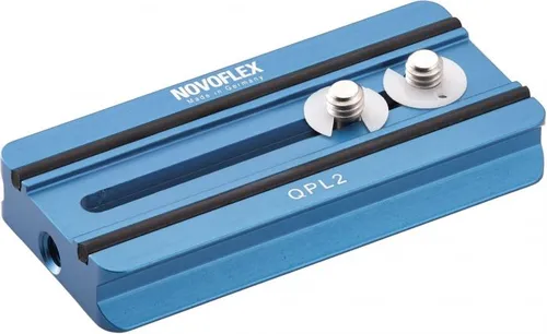 Novoflex Klemmplatte 84mm mit Schrauben 2x 1/4'' - Stativköpfe, stabile Klemmplatte für sichere Befestigung von Kameras und Zubehör, ideal für Fotografen.