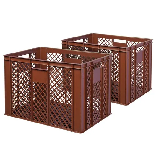 BRB-Lagertechnik Stapelbox 2x Eurobehälter Bäckerkiste - Stapelbox aus robustem PE-HD Kunststoff, ideal für sicheren Transport und Lagerung von Lebensmitteln. Mit optimaler Luftzirkulation, spülmaschinenfest und temperaturbeständig von -40ºC bis +60ºC.