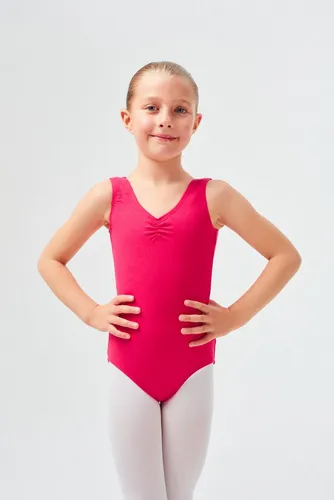 tanzmuster Body Kinder Ballettanzug Mona mit gerafftem Ausschnitt ärmellos