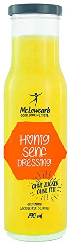 Mr.Lowcarb Honig Senf Dressing 240ml - Senf-Dressing mit niedrigem Zuckergehalt, perfekt für gesunde Salate und eine bewusste Ernährung.