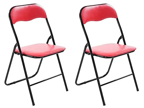 CLP Klappstuhl Felix Gepolstert 2er Set - Klappstühle mit gepolstertem PVC-Sitz und stabilem Metallgestell, ideal für Küche oder Camping, platzsparend und leicht zu reinigen.