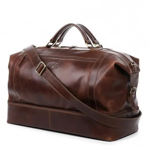 SID & VAIN KINGSTON Reisetasche aus echtem Leder - Große Weekender Tasche aus handgefertigtem Echtleder, ideal für Reisen und Sport, mit abnehmbarem Schultergurt und Handgepäcktauglichkeit.