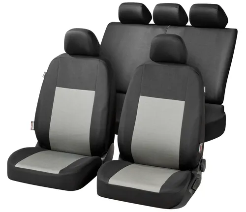 WALSER Auto-Sitzbezug Belmont Komplettset 4-Teilig - Universal PKW-Sitzbezüge, atmungsaktiv und rutschfest, ideal für einfachen Einbau und optimalen Schutz Ihrer Sitze. Kompatibel mit Seitenairbags, perfekt für jeden PKW.