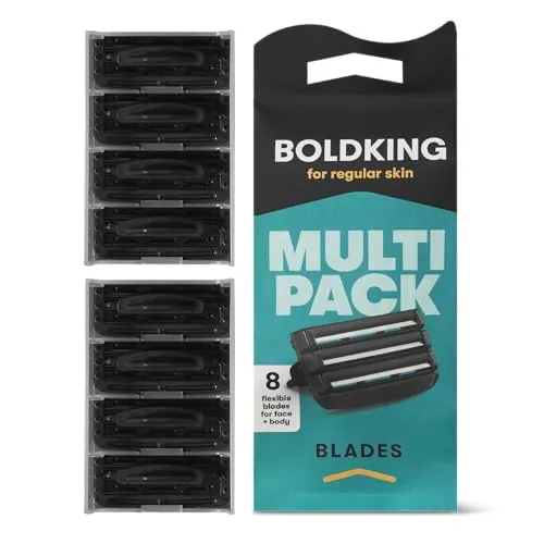 Boldking Rasierklingen 8 Stück Regular - Multipack flexible Rasierklinge für Nassrasierer - Rasierklingen Herren für eine gründliche Rasur - Recycelbare Klingen Rasierer
