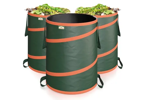 GARDEBRUK® Gartenabfallsack 3x85 Liter - Stabil und Robust für Gartenabfälle - Gartenabfallsäcke Set mit 3x85 Litern, max. 30 kg belastbar. Strapazierfähiges 600D Oxfordgewebe, selbstaufbauend und platzsparend faltbar. Ideal für Gartenabfälle, Wäsche oder Spielzeuge.