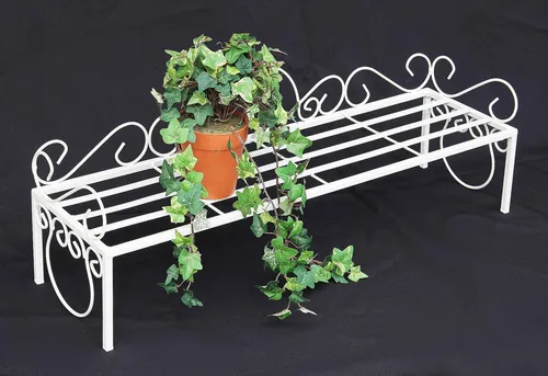 DanDiBo Blumenbank Metall Weiß 75 cm - Blumentreppe aus stabilen Metall, pulverbeschichtet in Weiß. Ideal für Garten, Terrasse oder Wohnzimmer, bietet Platz für Pflanzen und Dekoration. Maße: 75x20x27 cm.