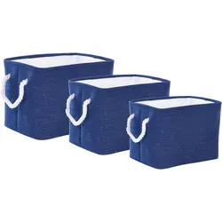 Aufbewahrungskorb 3er Set DARQAB Baumwolle Marineblau in blau von Beliani