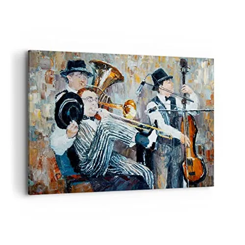 ARTTOR Wandbilder Dekoration Wohnzimmer Jazz Musik Musiker Bilder auf Leinwand 120x80cm Leinwandbild Schlafzimmer Küche Deko Wand Kunstdruck Art Groß XXL Wanddeko Bild Wall Decor Canvas AA120x80-3422
