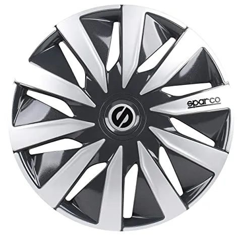 Sparco Radzierblenden Lazio 14-Zoll Grau/Silber - Radkappen aus rost- und korrosionsbeständigem ABS-Material, einfach zu befestigen mit maximalem Halt, passend für alle Fahrzeuge mit 14-Zoll Felgen.