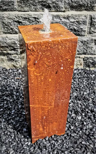 Säulenbrunnen Cortenstahl 60 cm mit LED-Beleuchtung