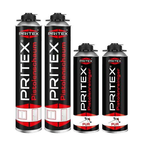 Bauschaum Set 2 x 750 ml inkl. 2 Reiniger PU Schaum Pistolenschaum Montageschaum