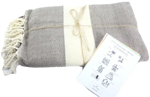 furora Holiday Strandtuch groß 100x200 cm - Premium Hamamtuch - Vielseitiges XXL Strandtuch aus Tunesien, ideal für Strand, Sauna oder Picknick. Leicht und kompakt, perfekt für unterwegs und unterstützt lokale Manufakturen.