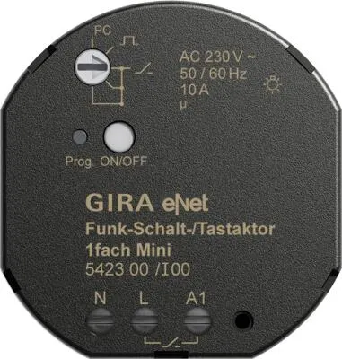 Gira 542300 Funk Schalt Tastaktor Mini 1fach - Smart Home Schaltaktor für die flexible Steuerung von Beleuchtung, mit individueller Anpassung durch eNet Server und vielseitigen Betriebsarten.